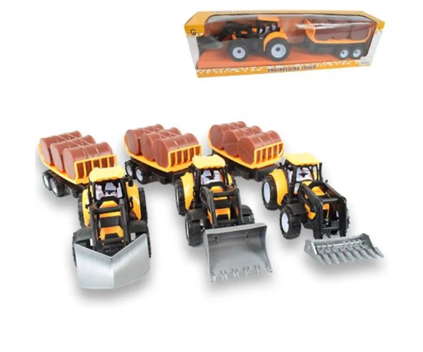 Engineering Truck: Bagrový traktor s prívesom a sudmi v rôznych verziách 43cm