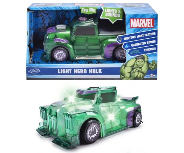 Marvel: Svetelný hrdina Hulk vozidlo so svetelnými a zvukovými efektmi - Jada Toys