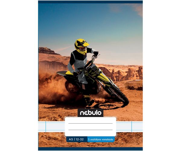 Nebulo: Zošita s motívom cross motocyklistu v púšti pre 3. ročník, linajkový, formát A5, 12-32