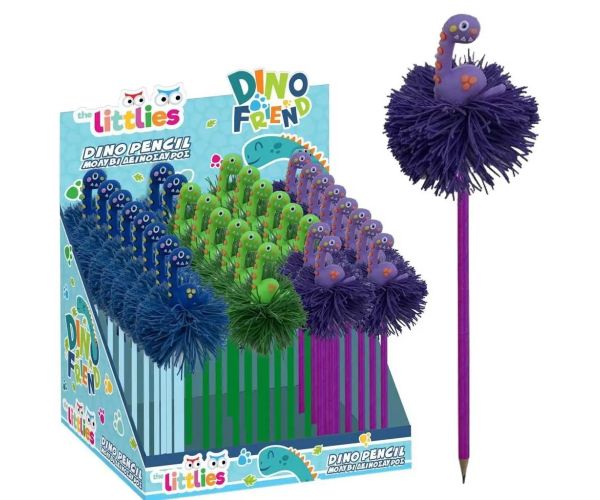 Luna: Dinosaur pom-pom guľôčkové pero v štyroch farbách 1ks