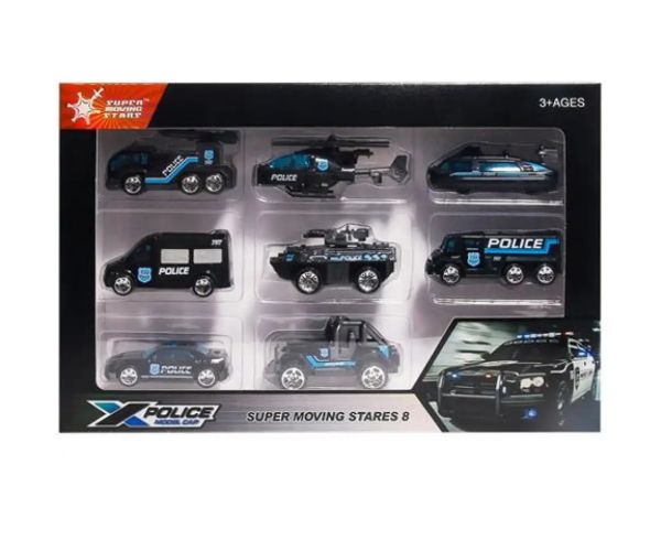 X-Police 8 dielny set policajných autíčok
