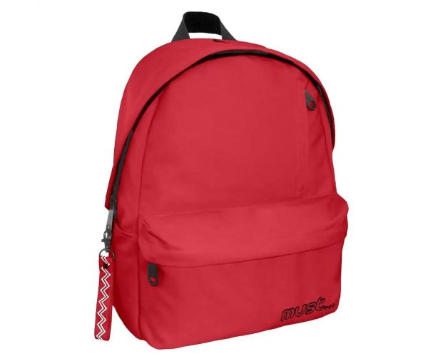 Must: Červená zaoblená školská taška so 4 priehradkami 32x17x42cm
