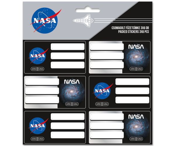 Ars Una: balené nálepky na zošity s motívom NASA, 3 × 6 ks
