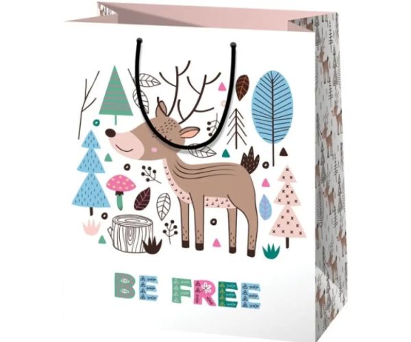 Be Free darčeková taška normálnej veľkosti s jelením vzorom 11x6x14cm