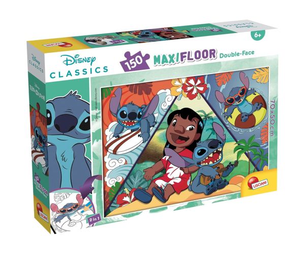 Stitch 2 v 1, maxi puzzle 150 ks a omaľovánka 70x50 cm - Lisciani