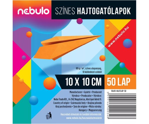 Nebulo: Farebné skladačky, 50 listov, 10x10 cm, 80 g