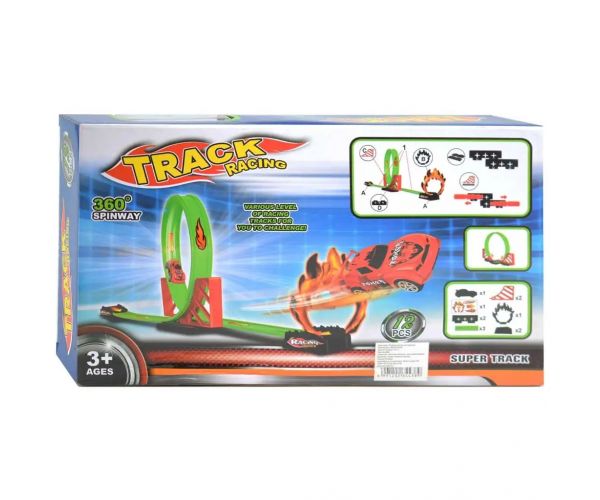 Speed Track 12-dielna pretekárska dráha s 360°-ovou slučkou a autíčkom 1/64