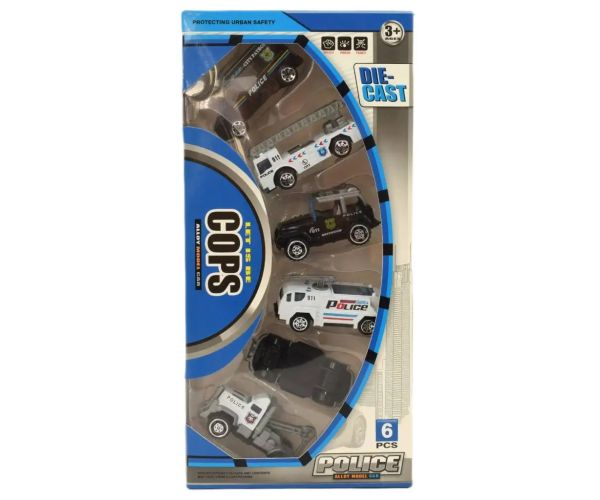 Cops Die-Cast: 6-dielny set policajných autíčok