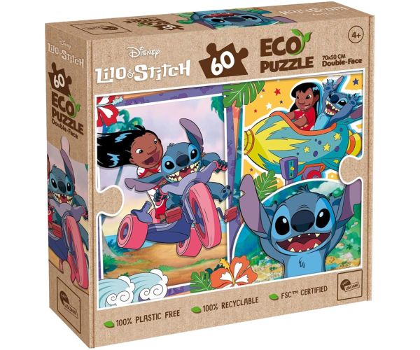 Stitch 2 v 1, 60-dielne Eco puzzle a omaľovánka 70x50 cm – Lisciani