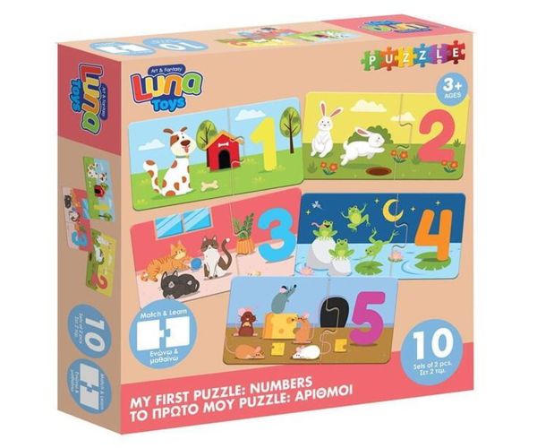 Luna: Prvé skladačky – Hravé počítanie od 1 do 10 10x2 ks párovací rozvojový puzzle