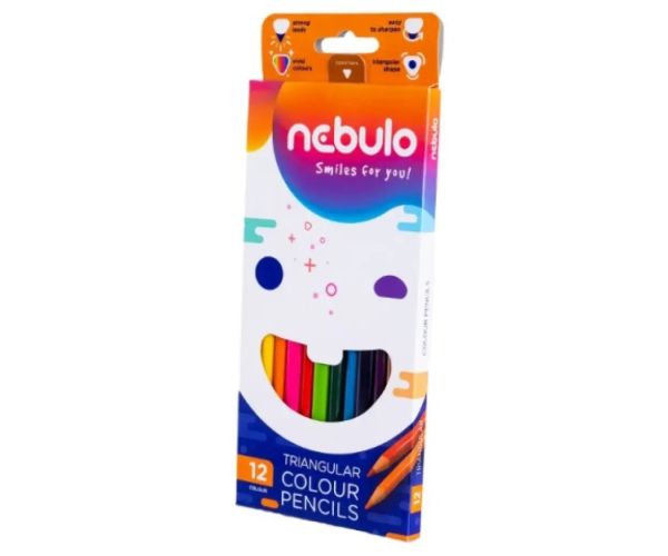 Nebulo: 12 dielny set trojhranných farebných ceruziek