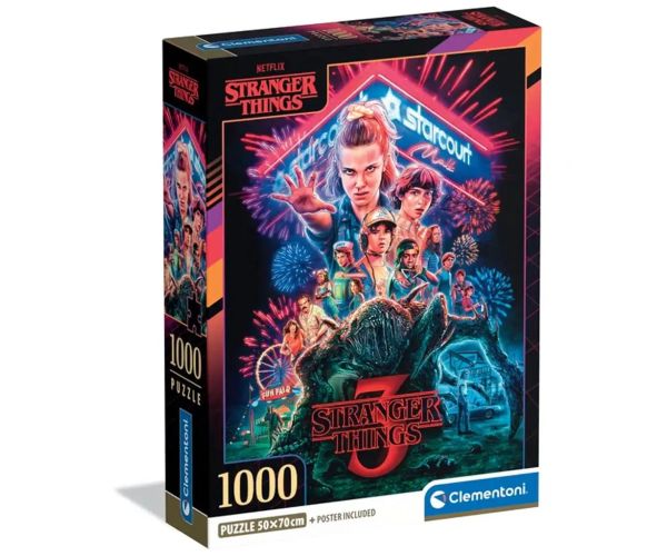 Stranger Things 3. séria 1000-dieliková puzzle s plagátom - Clementoni