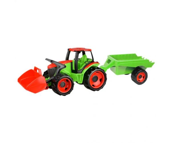 LENA: Obrovský zeleno-červený traktor s drapákom a prívesom 107cm