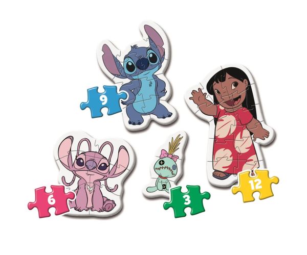 Stitch 4 v 1 Supercolor tvarové puzzle - Clementoni
