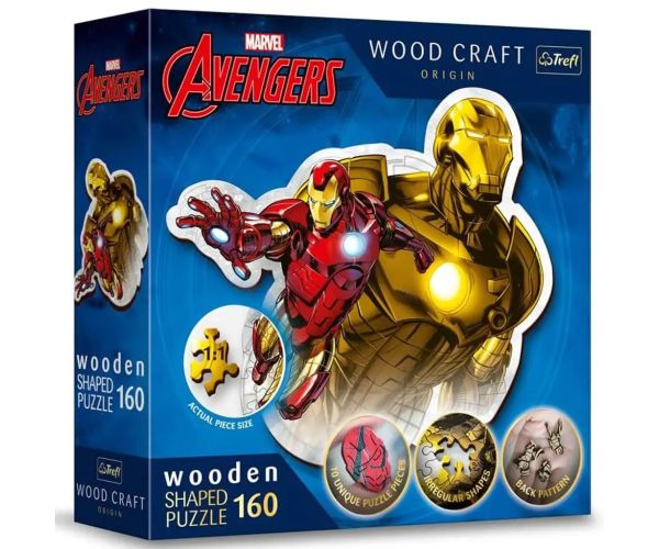 Wood Craft: Marvel Avengers - Iron Man 160 kusový prémiový drevený puzzle - Trefl