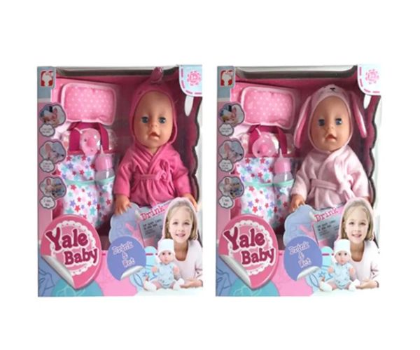 Cikajúca bábika v župane a doplnkami, vo dvoch variantoch 35cm