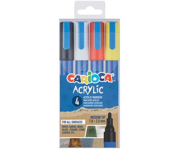 Acrilyc Akril gömbhegyű marker 4db-os szett - Carioca