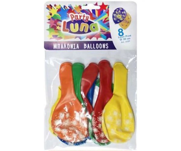 Luna: Farebné balóny so vzorom ohňostroja 8 dielny set