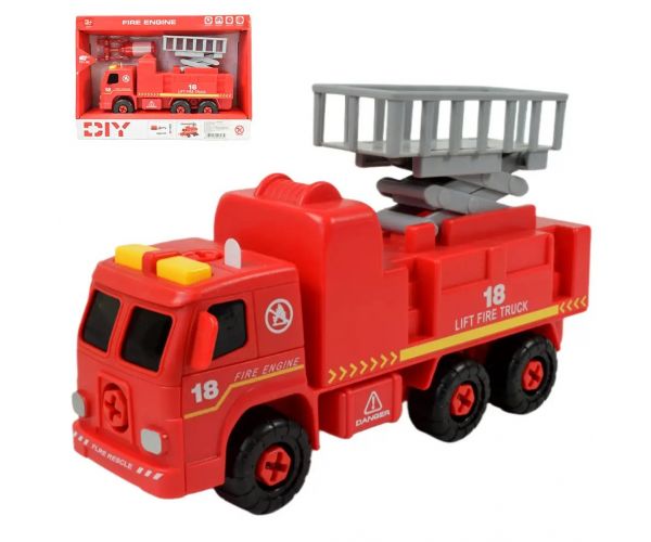 Fire Engine: Rozoberacie hasičské auto so zdvíhacím košom s náradím a zvukom 20cm
