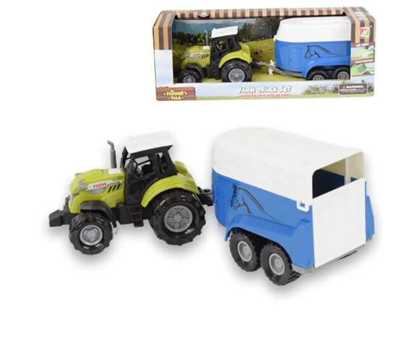 Farm Truck: Traktor s prívesom na prepravu koňa so svetlom a zvukom 23cm