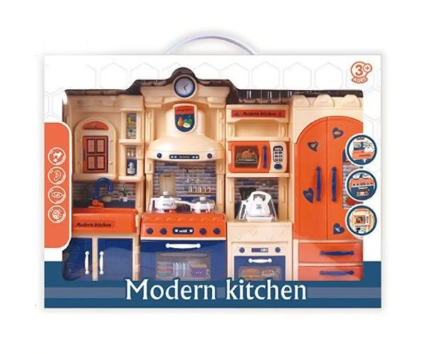 Modern Kitchen modro-oranžová kuchynská súprava so svetlom a zvukom