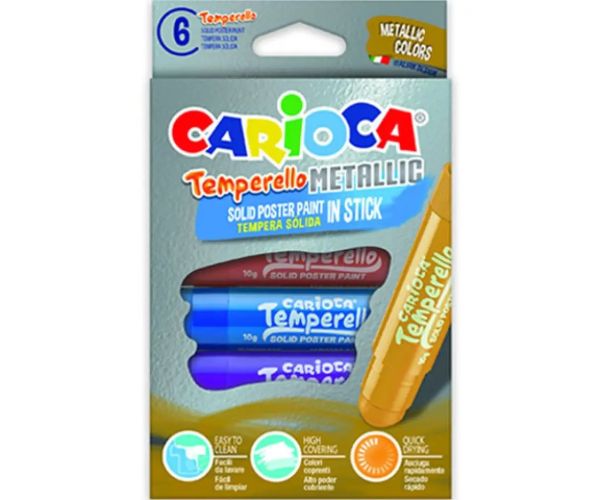 Temperové tyčinky s kovovým leskom 6 ks set - Carioca