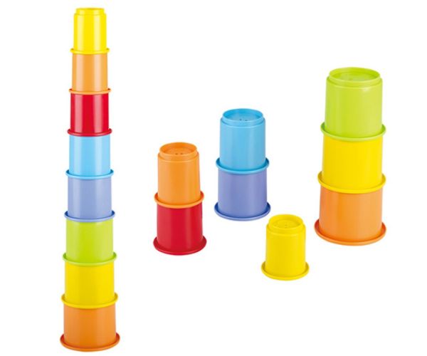 Playgo: Dúhové poháre, stavebná hračka z recyklovaného plastu 8-dielny set