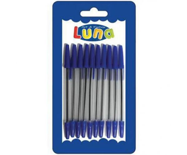 Luna: Modré guľôčkové pero 10 dielny set