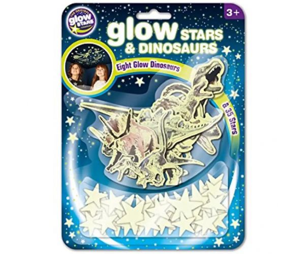 Hviezdy a dinosaury set fosforeskujúcich nálepiek