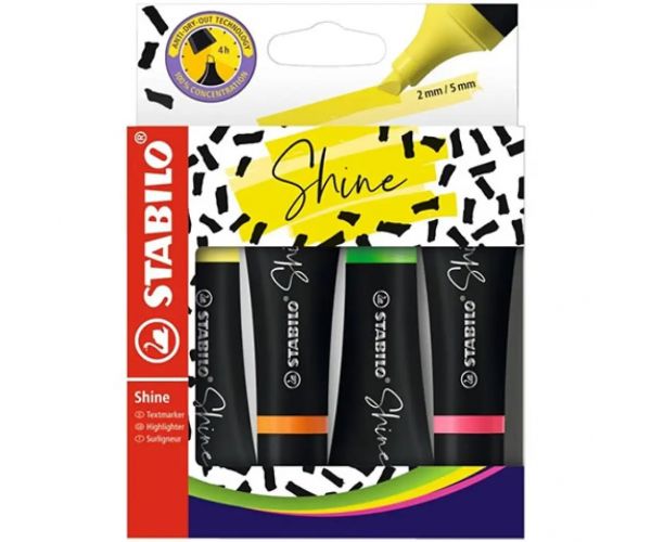 Stabilo: Shine 4 dielny set zvýrazňovačov
