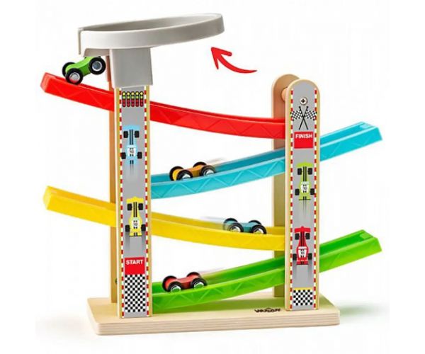 Automobilová dráha, hrací set so 4 autíčkami - Woodyland