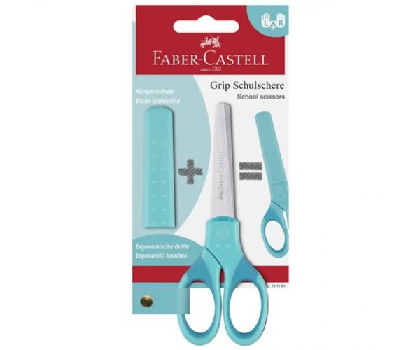 Faber-Castell: Grip školské nožnice v tyrkysovej farbe s chráničom čepele
