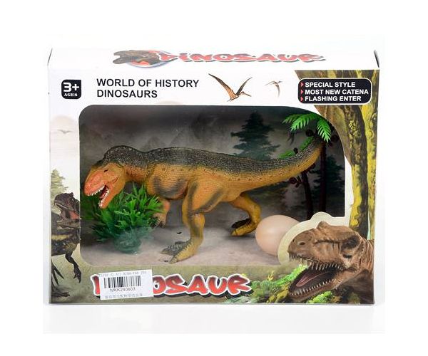 Allosaurus figura tojással és növényekkel