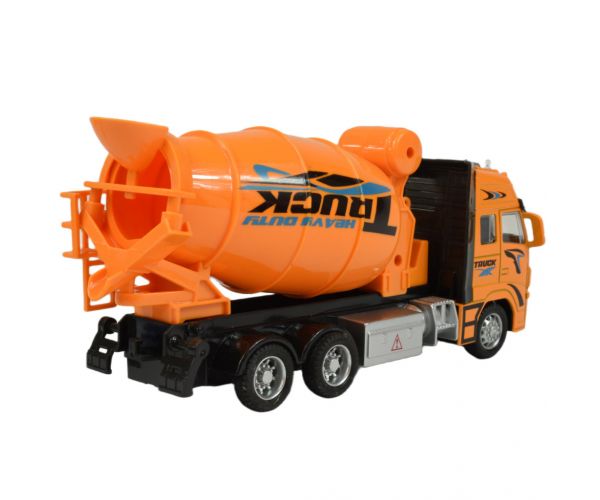 Alloy Car: Lendkerekes betonkeverő teherautó fénnyel és hanggal kétféle változatban 19cm 1db