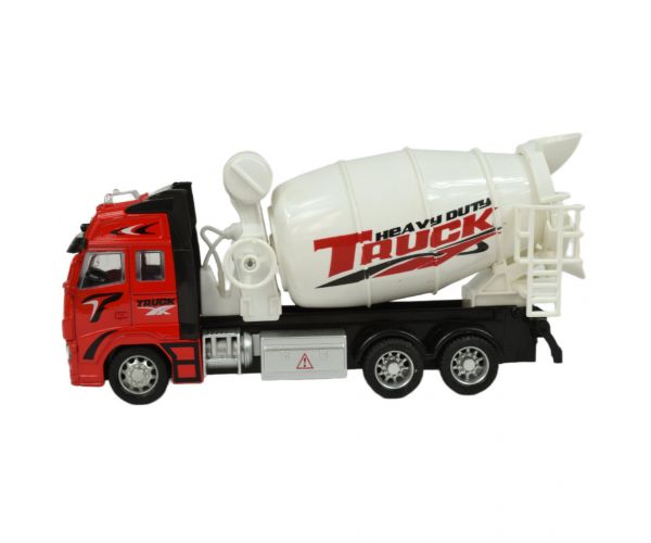 Alloy Car: Lendkerekes betonkeverő teherautó fénnyel és hanggal kétféle változatban 19cm 1db