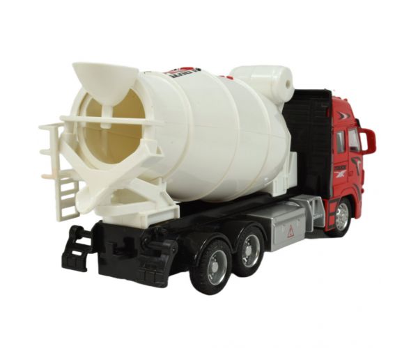 Alloy Car: Lendkerekes betonkeverő teherautó fénnyel és hanggal kétféle változatban 19cm 1db