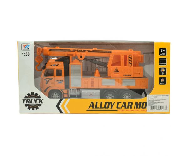 Alloy Car: Lendkerekes csörlődarus teherautó 20cm