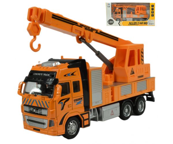 Alloy Car: Lendkerekes csörlődarus teherautó 20cm