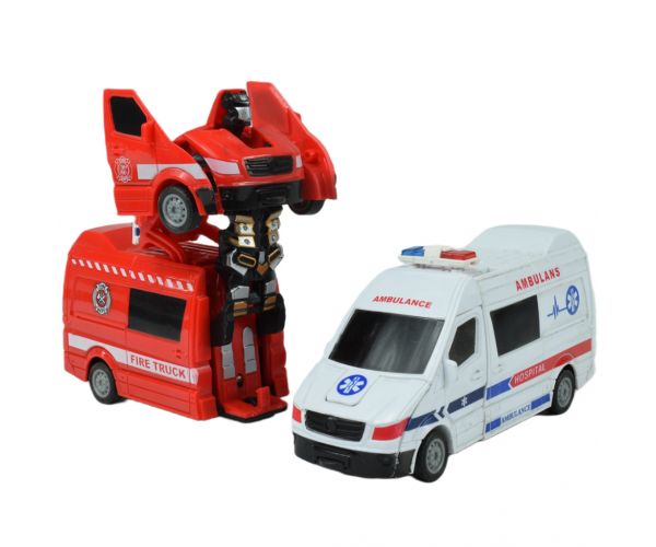 Ambulance: Robottá alakuló mentőautó kétféle változatban 13cm