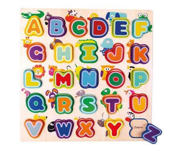 Angol ABC fa formaillesztő játék állatokkal