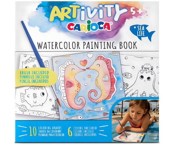 ARTivity: Tengeri állatok akvarell kifestőkönyv ecsettel – Carioca