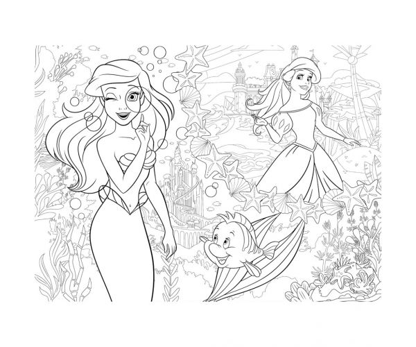 Ariel két világa 2 az 1-ben 48db-os Eco mini puzzle és színező 35x25cm - Lisciani