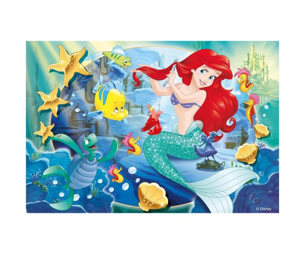 Ariel a kis hableány 2 az 1-ben 250db-os puzzle és színező 50x35cm - Lisciani