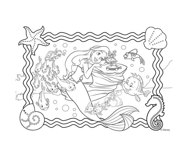Ariel a kis hableány 2 az 1-ben 250db-os puzzle és színező 50x35cm - Lisciani