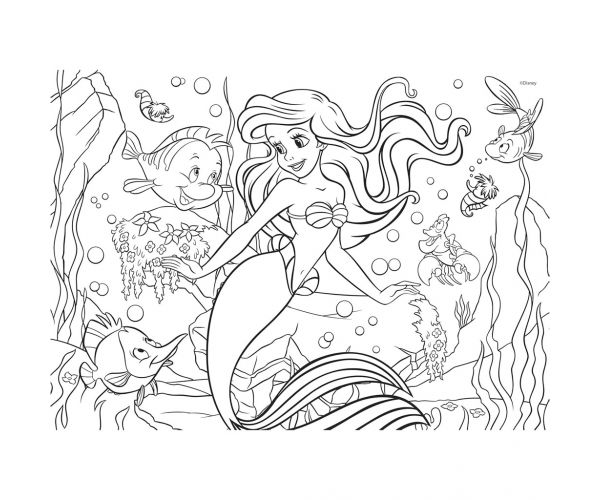 Ariel a kis hableány 2 az 1-ben 48db-os puzzle és színező 35x25cm - Lisciani