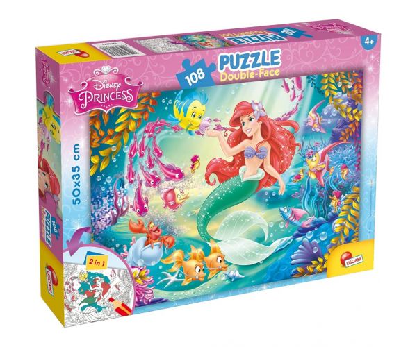Ariel a kis hableány 2 az 1-ben 108db-os puzzle és színező 50x35cm - Lisciani