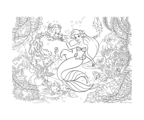 Ariel a kis hableány 2 az 1-ben 108db-os puzzle és színező 50x35cm - Lisciani