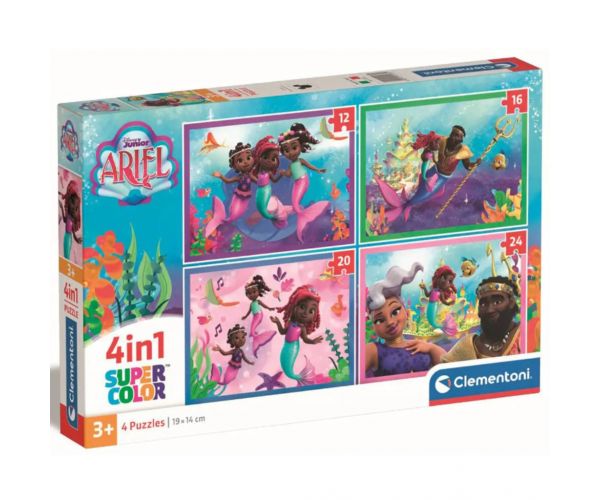 Ariel a kis hableány 4 az 1-ben 12, 16, 20 és 24db-os puzzle - Clementoni