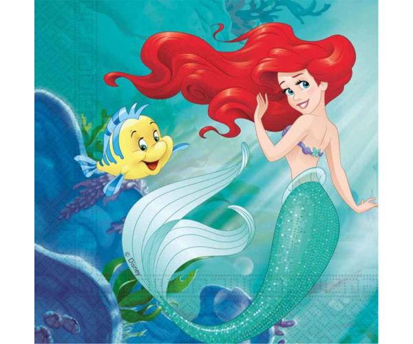 Ariel a kis hableány papírszalvéta szett – 2 rétegű, 33x33 cm, 20db