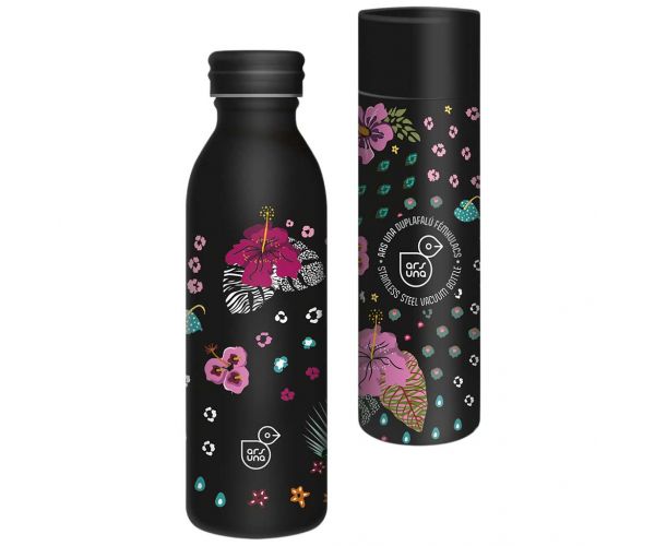 Ars Una: Black Hibiscus duplafalú fém kulacs díszdobozban 600ml